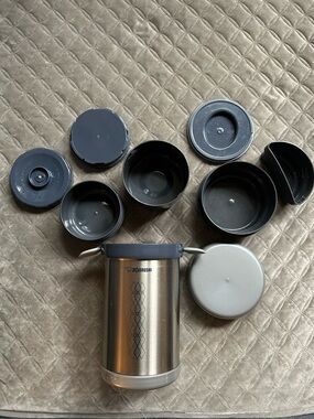 Zojirushi Ms. Bento Stainless Steel Gray Food Jar with Accessories